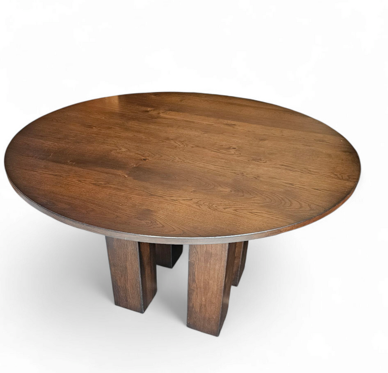 Weighty / 100kg / round oak dining table / life time construction / 1980s