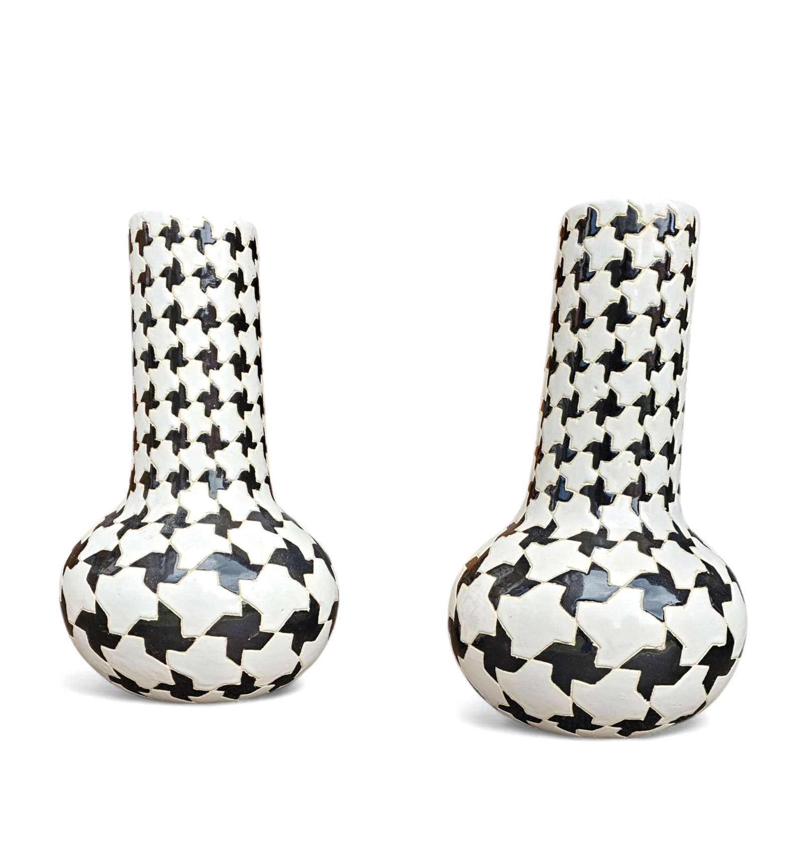 2 x Pied de poule vases / 1980s