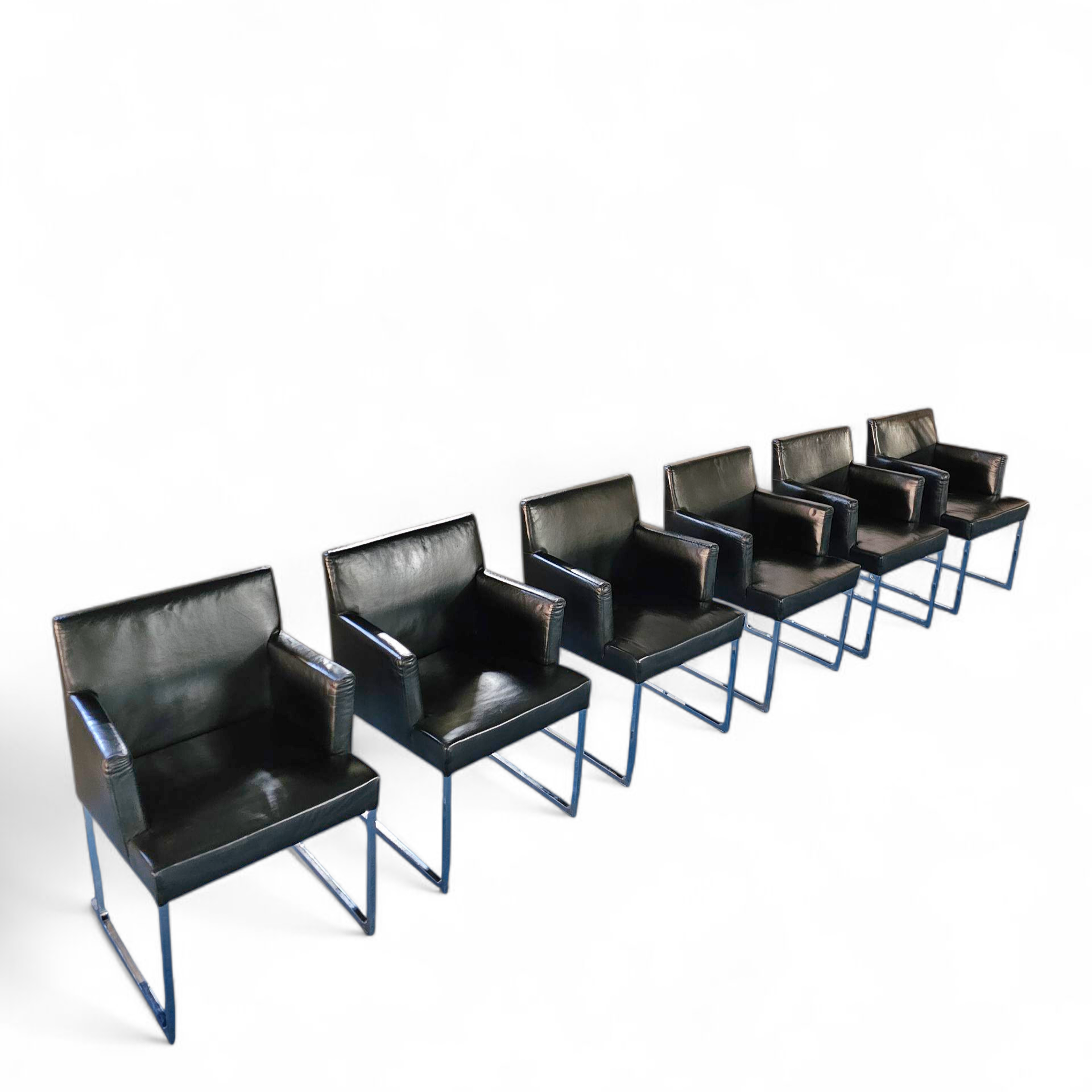 6 x Solo chair S58 by Antonio Citterio for B&B Italia / Black leather