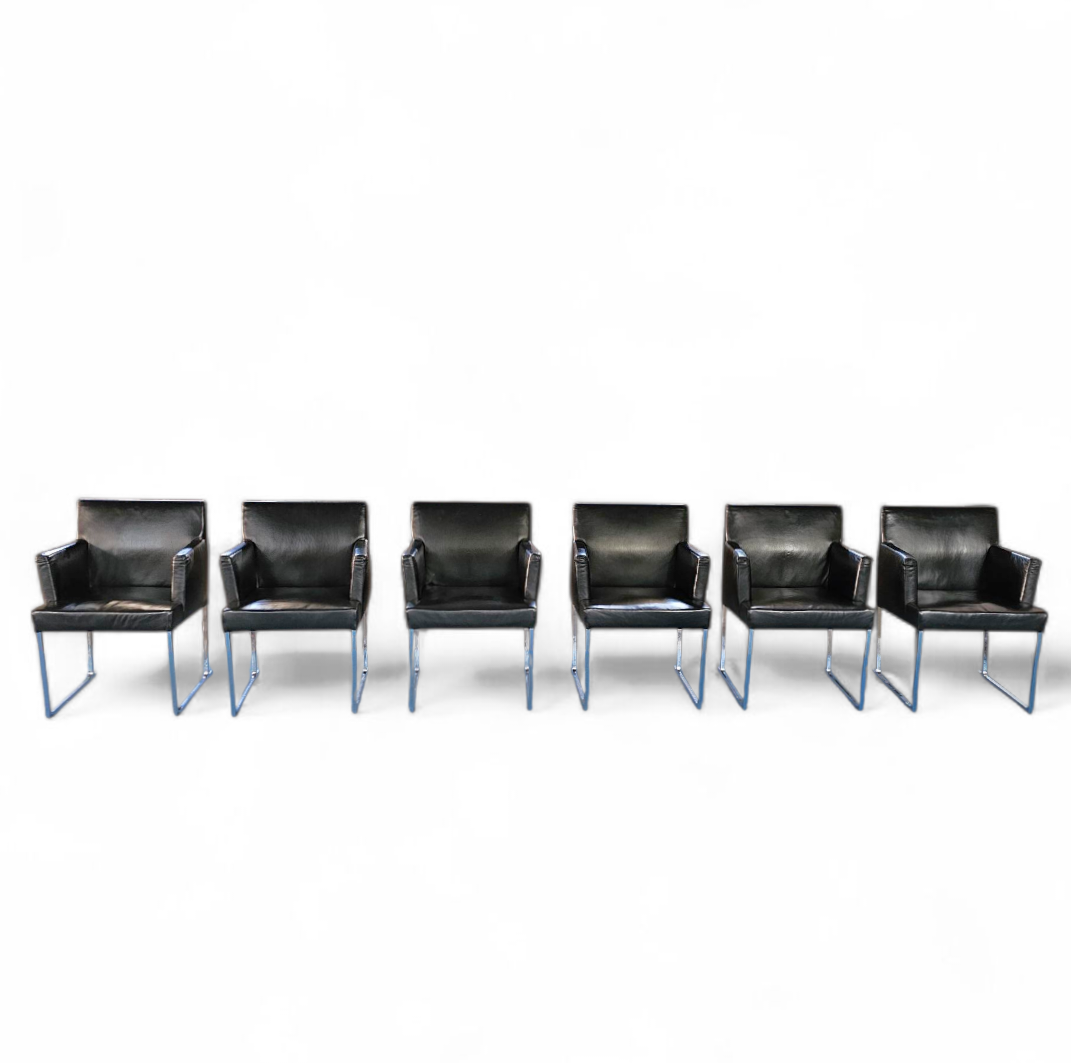 6 x Solo chair S58 by Antonio Citterio for B&B Italia / Black leather