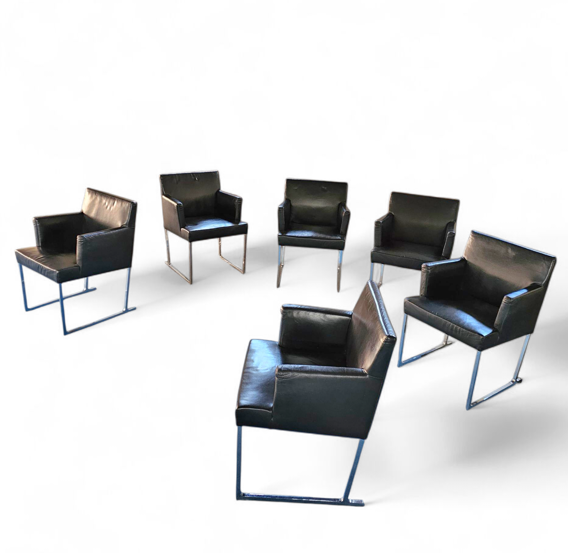 6 x Solo chair S58 by Antonio Citterio for B&B Italia / Black leather
