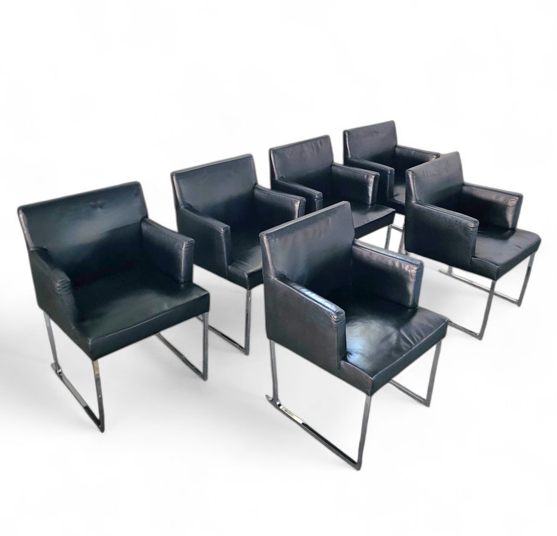 6 x Solo chair S58 by Antonio Citterio for B&B Italia / Black leather