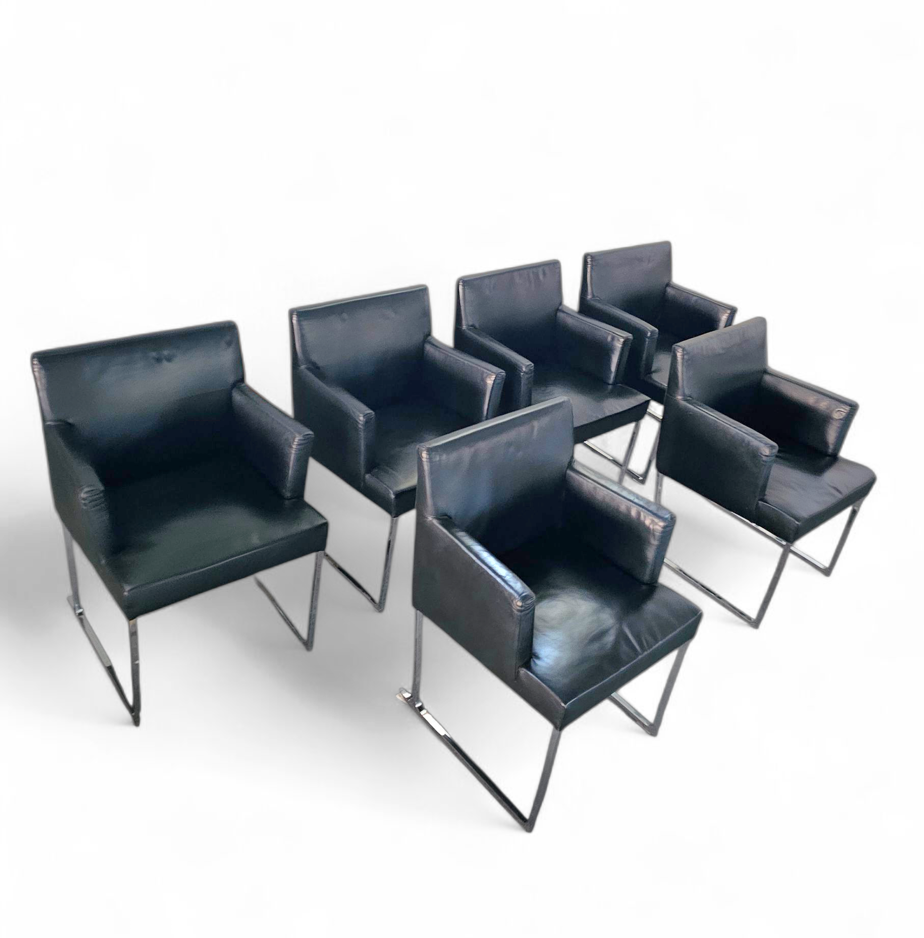 6 x Solo chair S58 by Antonio Citterio for B&B Italia / Black leather