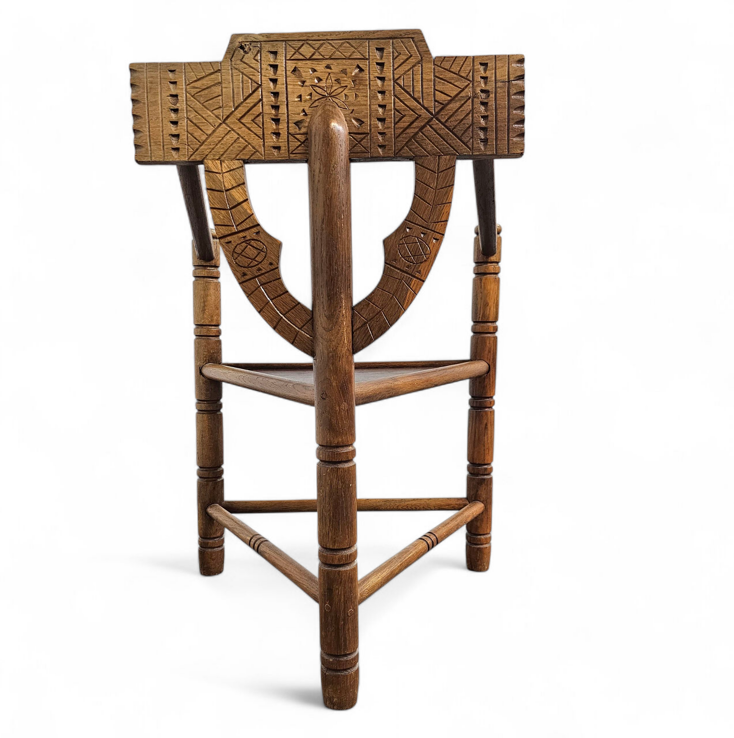 Carved Swedish Monk Chairs
Style attributed to Bernhard Hoettger
Made in Sweden / 1940s