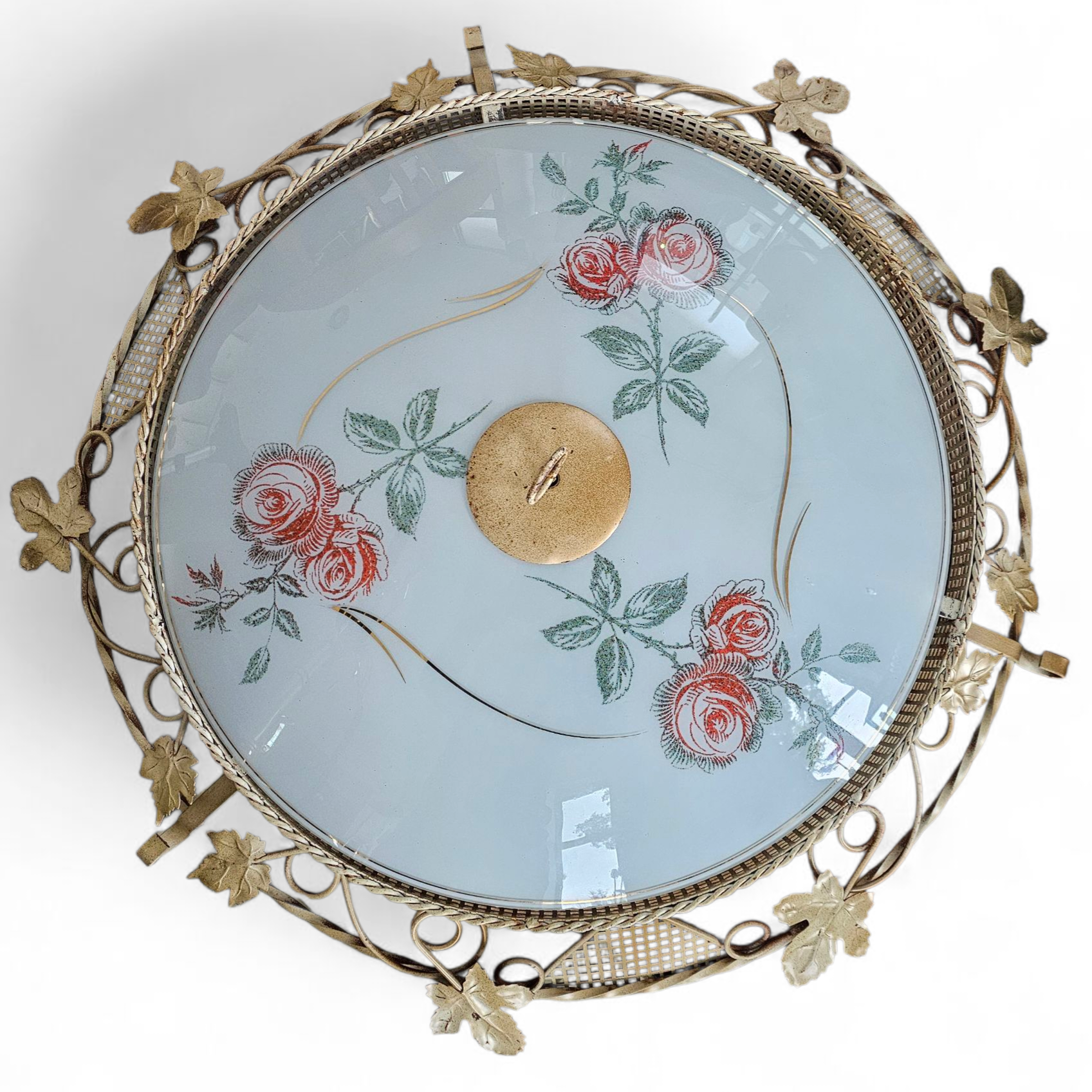 Large floral ceiling lamp 1950s