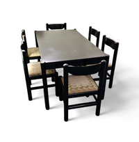 Rare dining set / Vico Magistretti / Italy / 1970s /
solid black painted wood / 6 x chair / matching table
