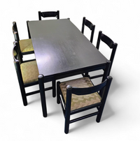 Rare dining set / Vico Magistretti / Italy / 1970s /
solid black painted wood / 6 x chair / matching table