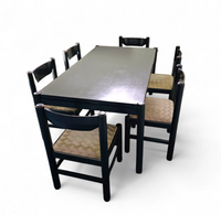 Rare dining set / Vico Magistretti / Italy / 1970s /
solid black painted wood / 6 x chair / matching table