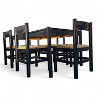 Rare dining set / Vico Magistretti / Italy / 1970s /
solid black painted wood / 6 x chair / matching table