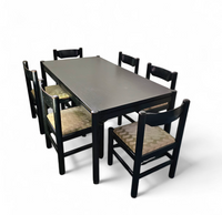 Rare dining set / Vico Magistretti / Italy / 1970s /
solid black painted wood / 6 x chair / matching table
