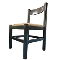 Rare dining set / Vico Magistretti / Italy / 1970s /
solid black painted wood / 6 x chair / matching table