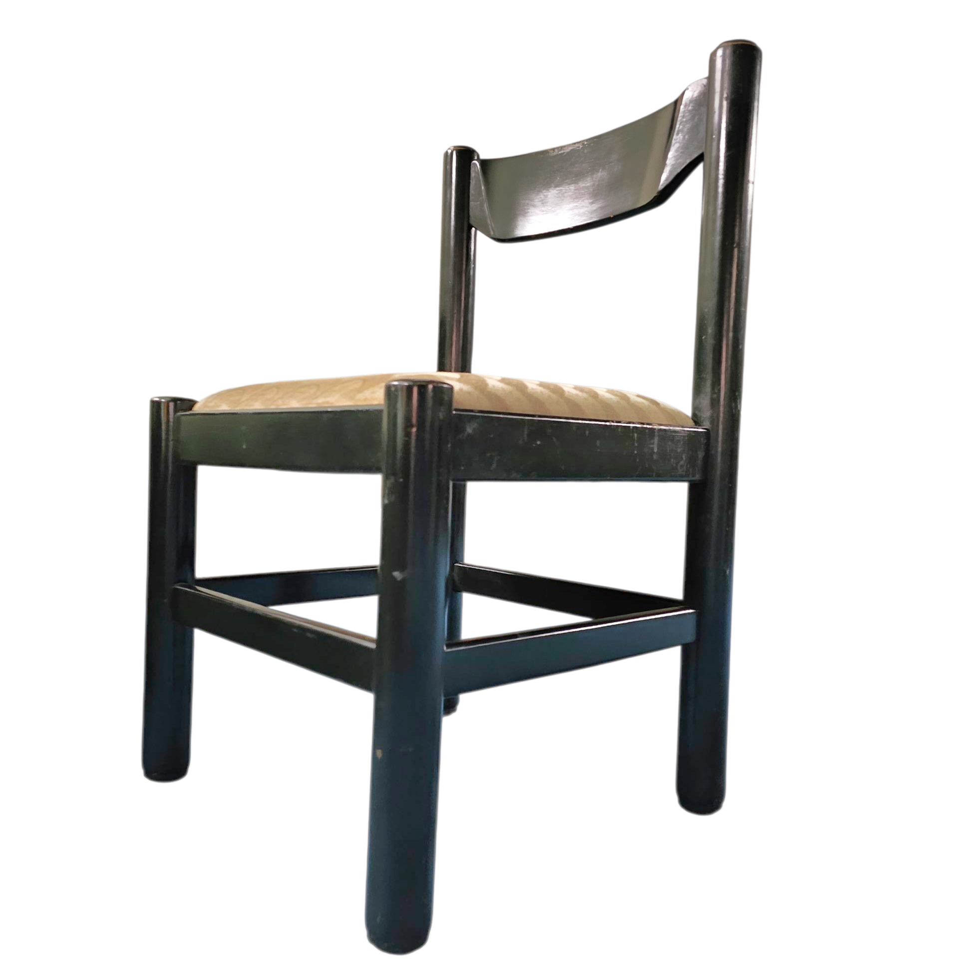 Rare dining set / Vico Magistretti / Italy / 1970s /
solid black painted wood / 6 x chair / matching table