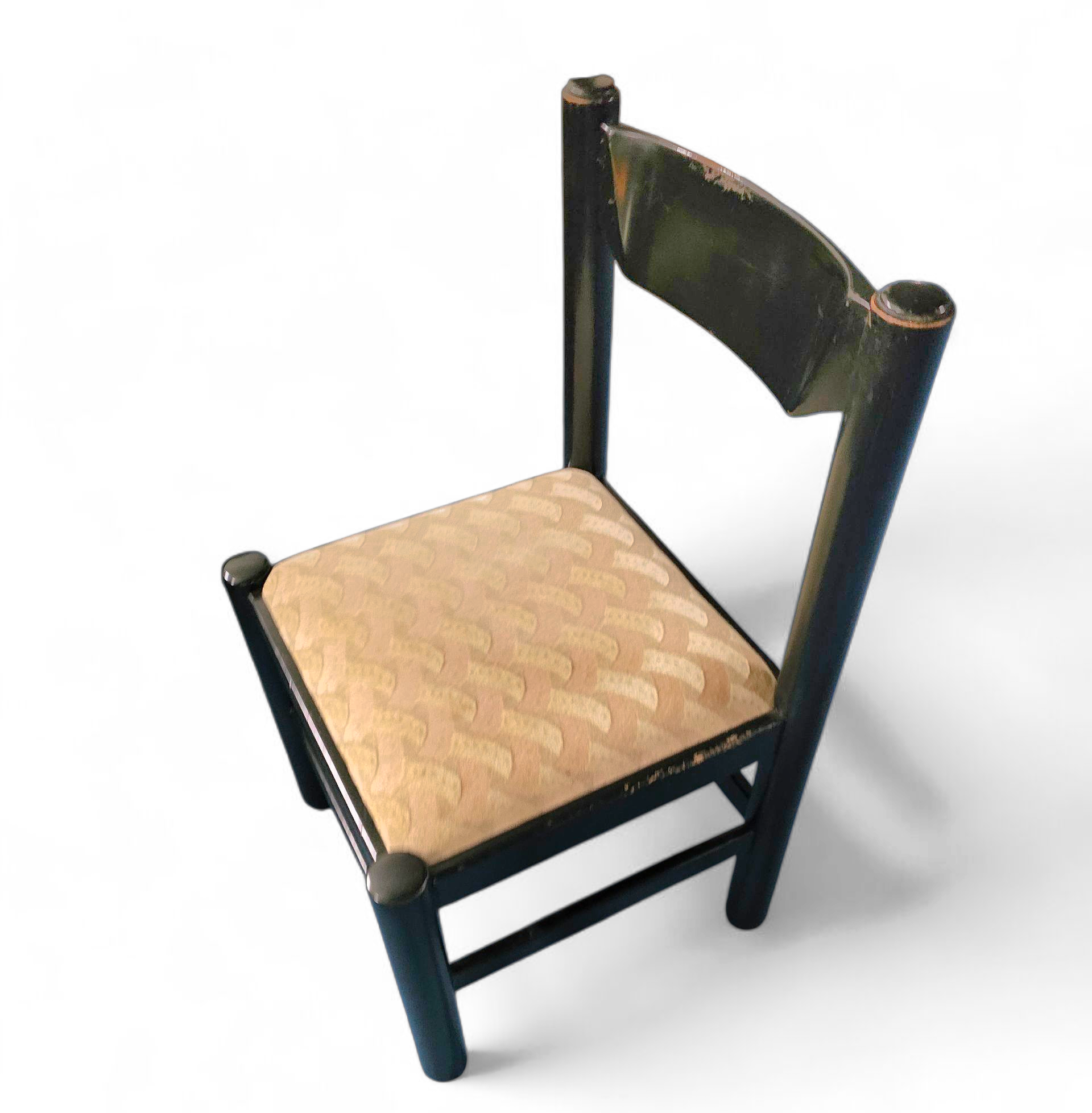 Rare dining set / Vico Magistretti / Italy / 1970s /
solid black painted wood / 6 x chair / matching table