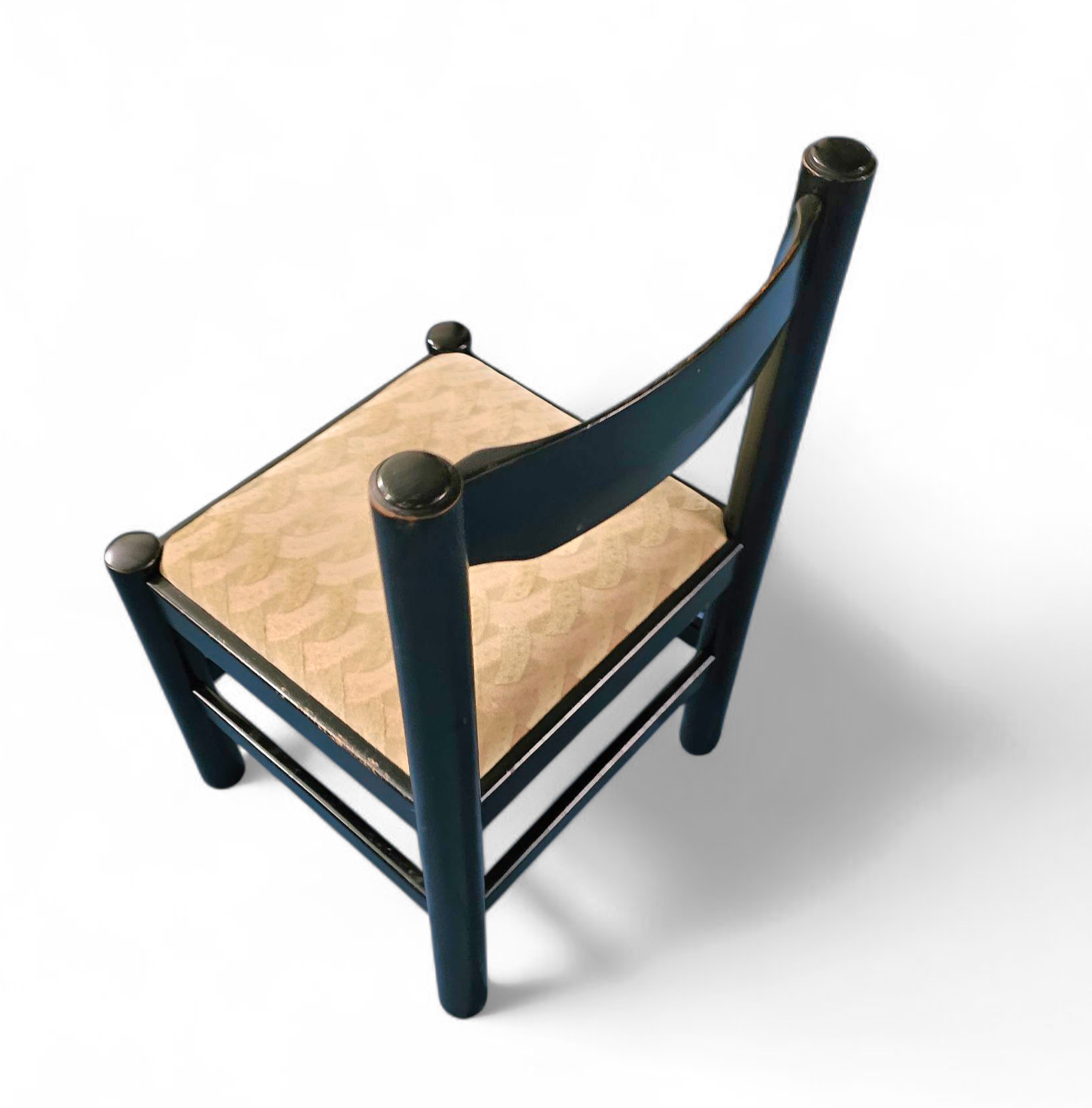 Rare dining set / Vico Magistretti / Italy / 1970s /
solid black painted wood / 6 x chair / matching table