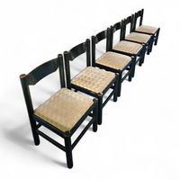 Rare dining set / Vico Magistretti / Italy / 1970s /
solid black painted wood / 6 x chair / matching table