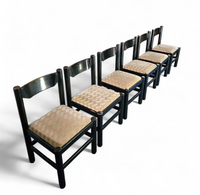 Rare dining set / Vico Magistretti / Italy / 1970s /
solid black painted wood / 6 x chair / matching table
