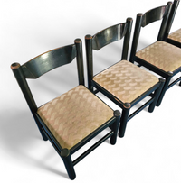 Rare dining set / Vico Magistretti / Italy / 1970s /
solid black painted wood / 6 x chair / matching table