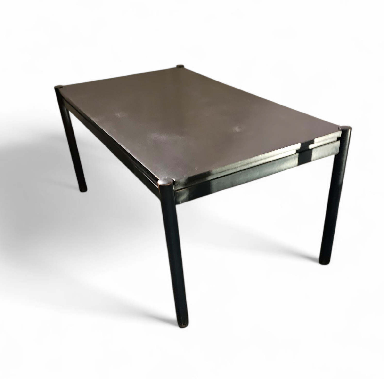 Rare dining set / Vico Magistretti / Italy / 1970s /
solid black painted wood / 6 x chair / matching table