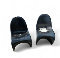 2 x 1959 Verner Panton Early Fiberglass S Chairs for Herman Miller / overpainted