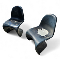 2 x 1959 Verner Panton Early Fiberglass S Chairs for Herman Miller / overpainted