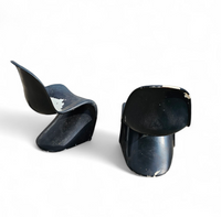 2 x 1959 Verner Panton Early Fiberglass S Chairs for Herman Miller / overpainted