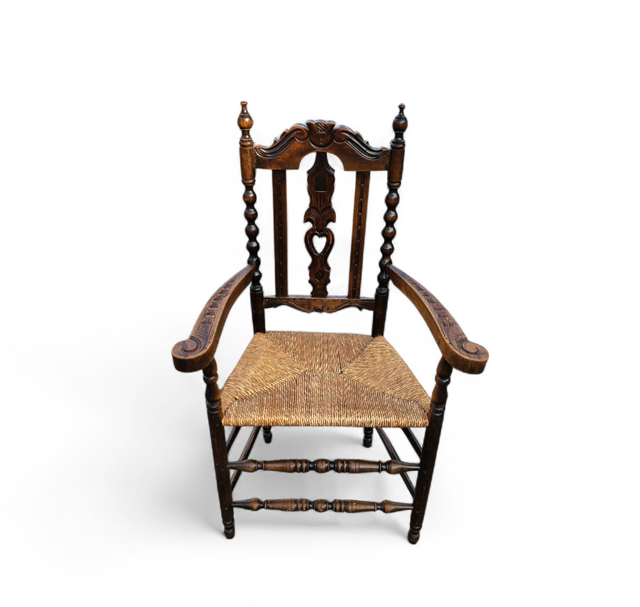 8 ( 2 x armrest ) x Ornate wood / bobbin / wicker Dining Chair / studded chairs