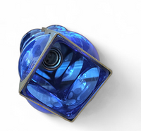 Blue glass / chrome hanging light / 1980s / Temde Swiss