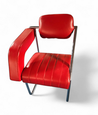 2 x Non-Conformist chair / Eileen Gray by Alivar / red leather / marked beneath the seat