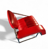 2 x Non-Conformist chair / Eileen Gray by Alivar / red leather / marked beneath the seat