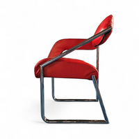 2 x Non-Conformist chair / Eileen Gray by Alivar / red leather / marked beneath the seat