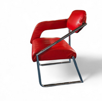 2 x Non-Conformist chair / Eileen Gray by Alivar / red leather / marked beneath the seat
