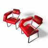 2 x Non-Conformist chair / Eileen Gray by Alivar / red leather / marked beneath the seat