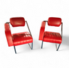 2 x Non-Conformist chair / Eileen Gray by Alivar / red leather / marked beneath the seat