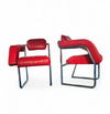 2 x Non-Conformist chair / Eileen Gray by Alivar / red leather / marked beneath the seat