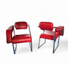 2 x Non-Conformist chair / Eileen Gray by Alivar / red leather / marked beneath the seat
