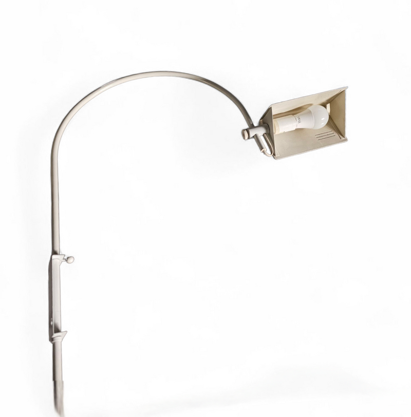 Rare vintage adjustable white wall arch lamp from the 70s.
