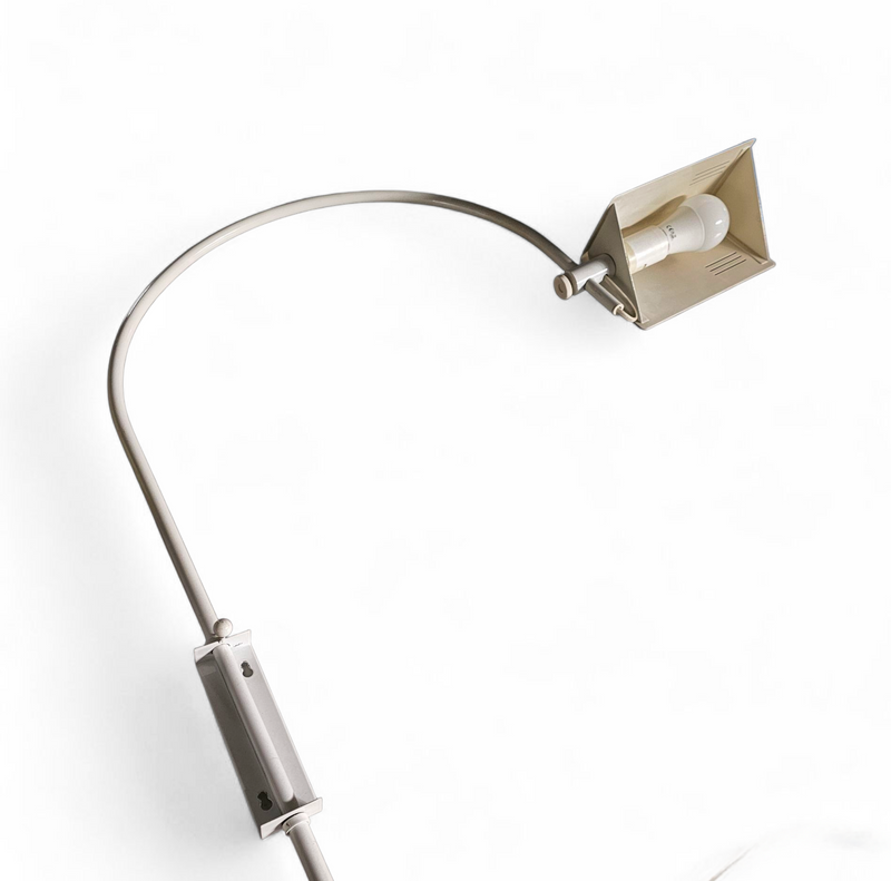 Rare vintage adjustable white wall arch lamp from the 70s.