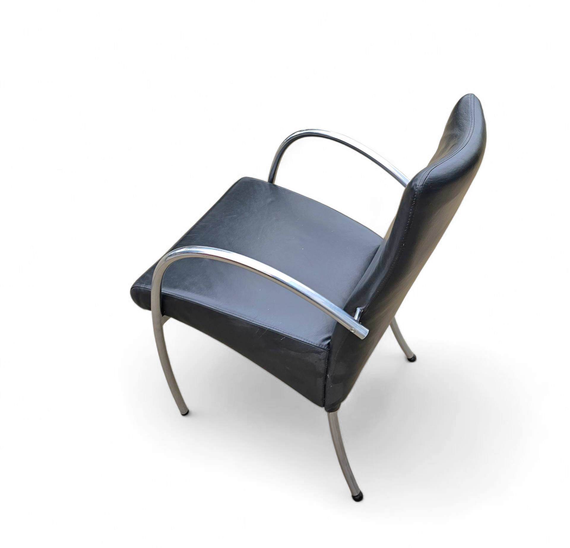 6 x rare leather dining chair by Hennie de Jong / 1990s