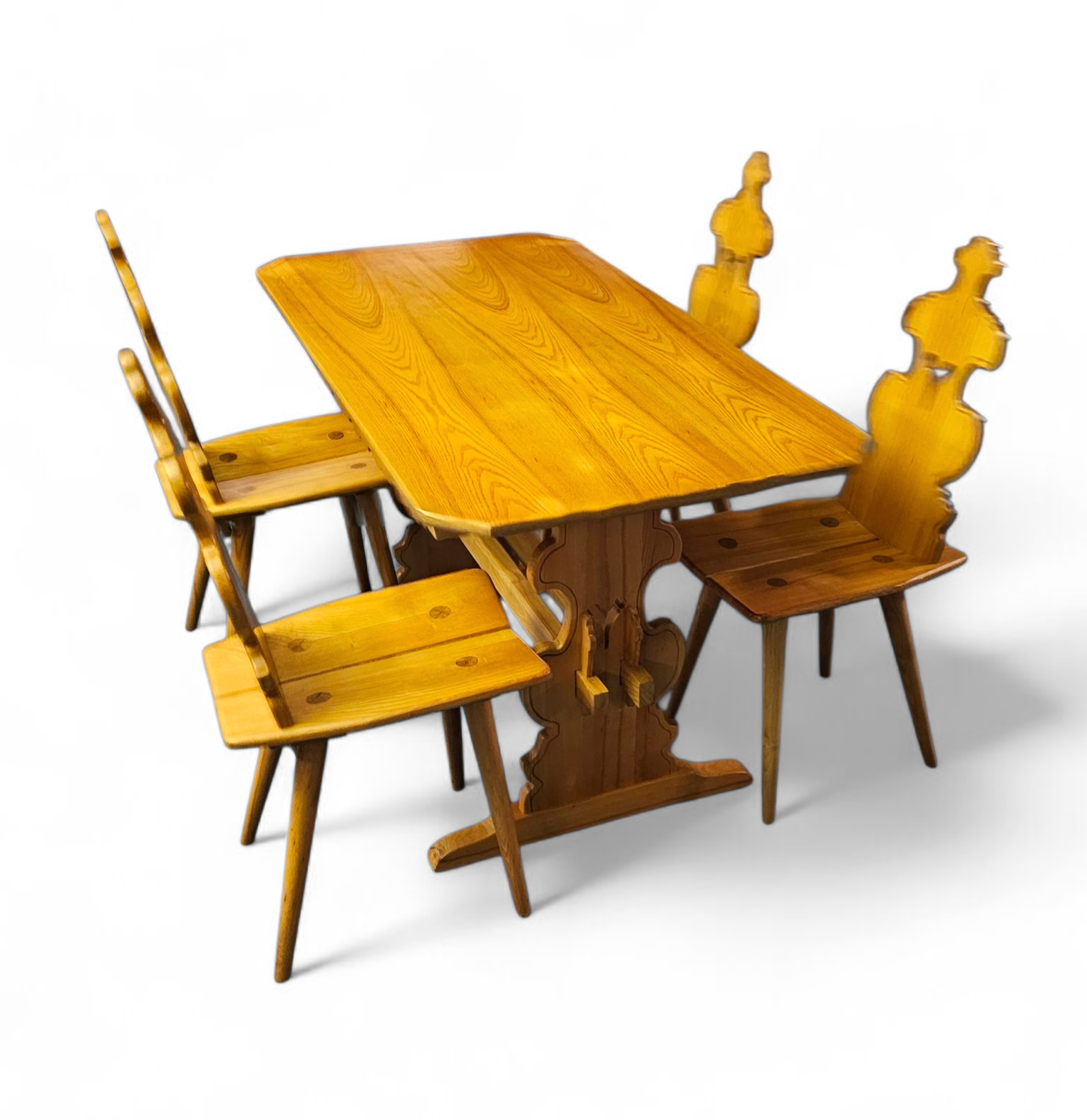 Cepelia Tiroler Chairs / table / set of 5 / Poland 1960s / marked