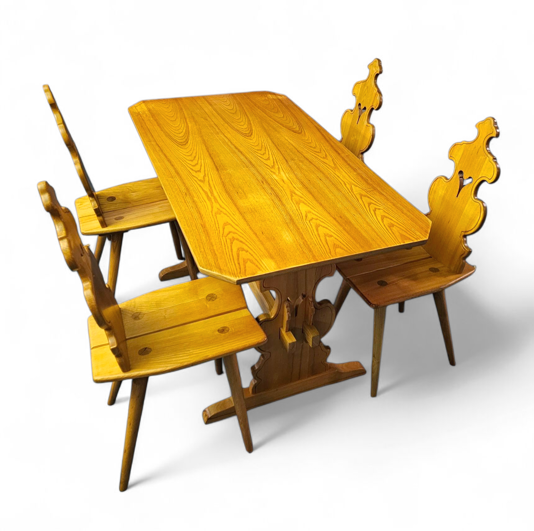 Cepelia Tiroler Chairs / table / set of 5 / Poland 1960s / marked