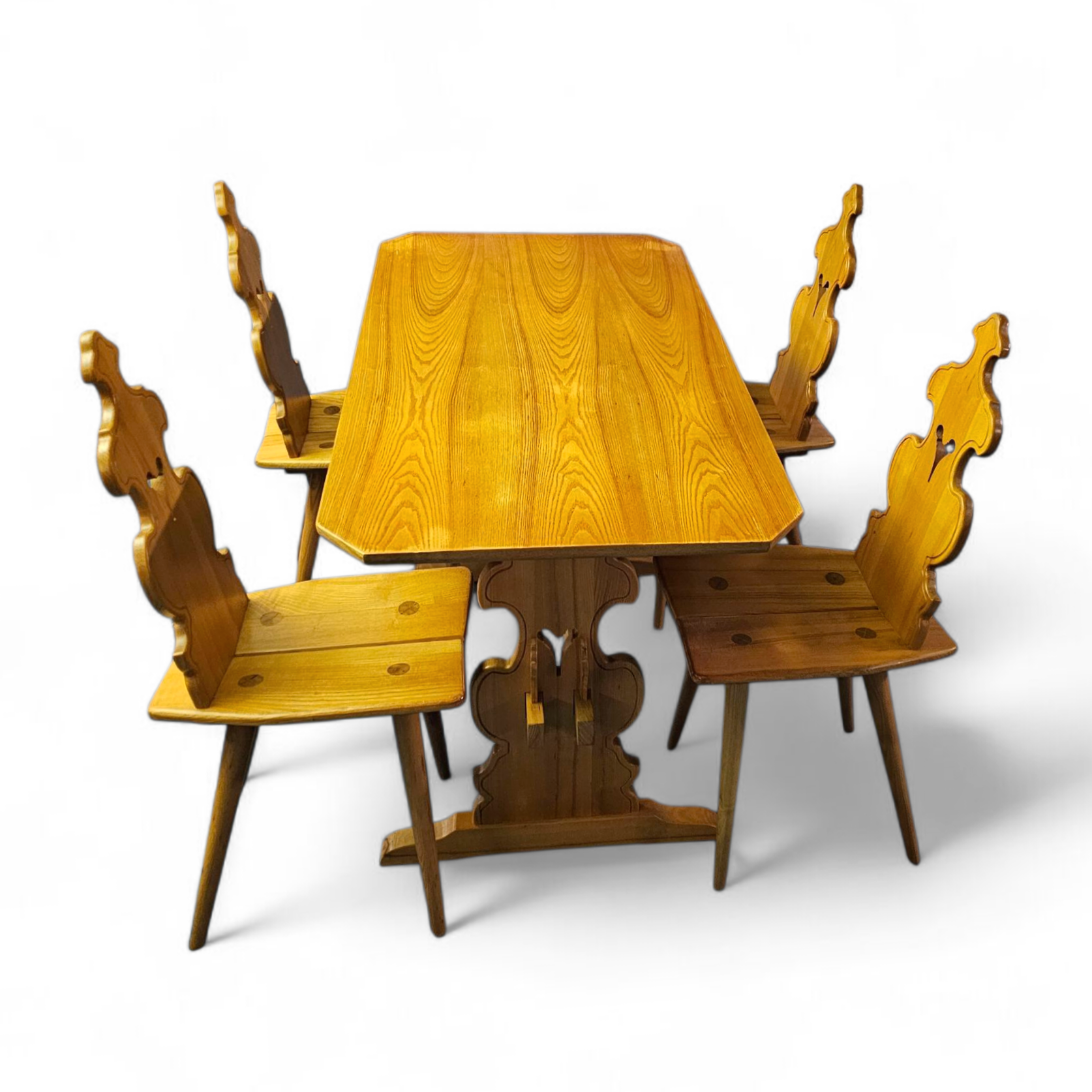 Cepelia Tiroler Chairs / table / set of 5 / Poland 1960s / marked