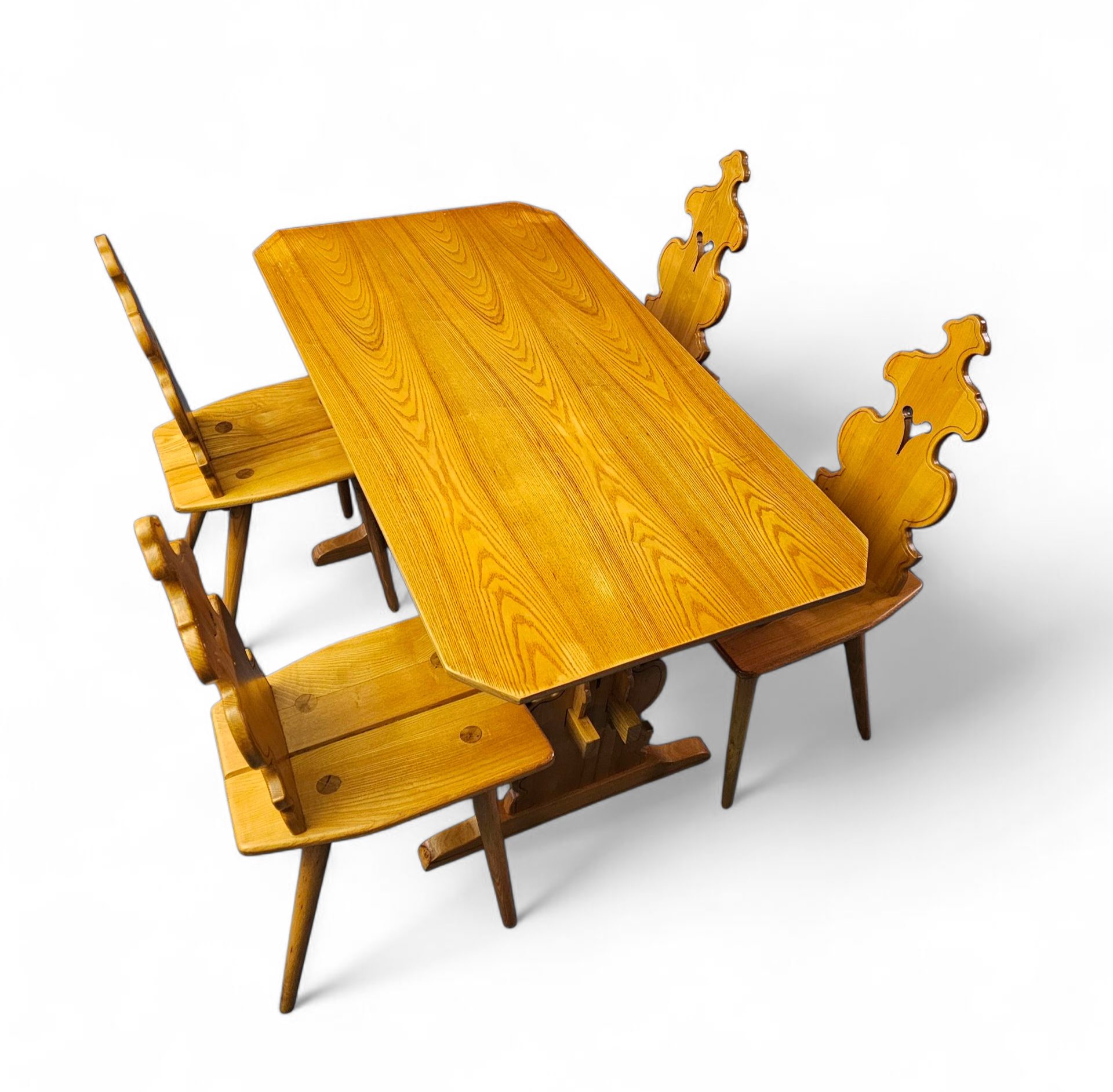 Cepelia Tiroler Chairs / table / set of 5 / Poland 1960s / marked