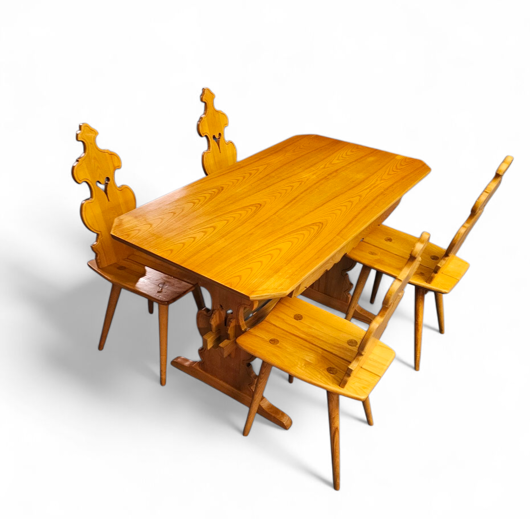Cepelia Tiroler Chairs / table / set of 5 / Poland 1960s / marked