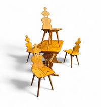Cepelia Tiroler Chairs / table / set of 5 / Poland 1960s / marked