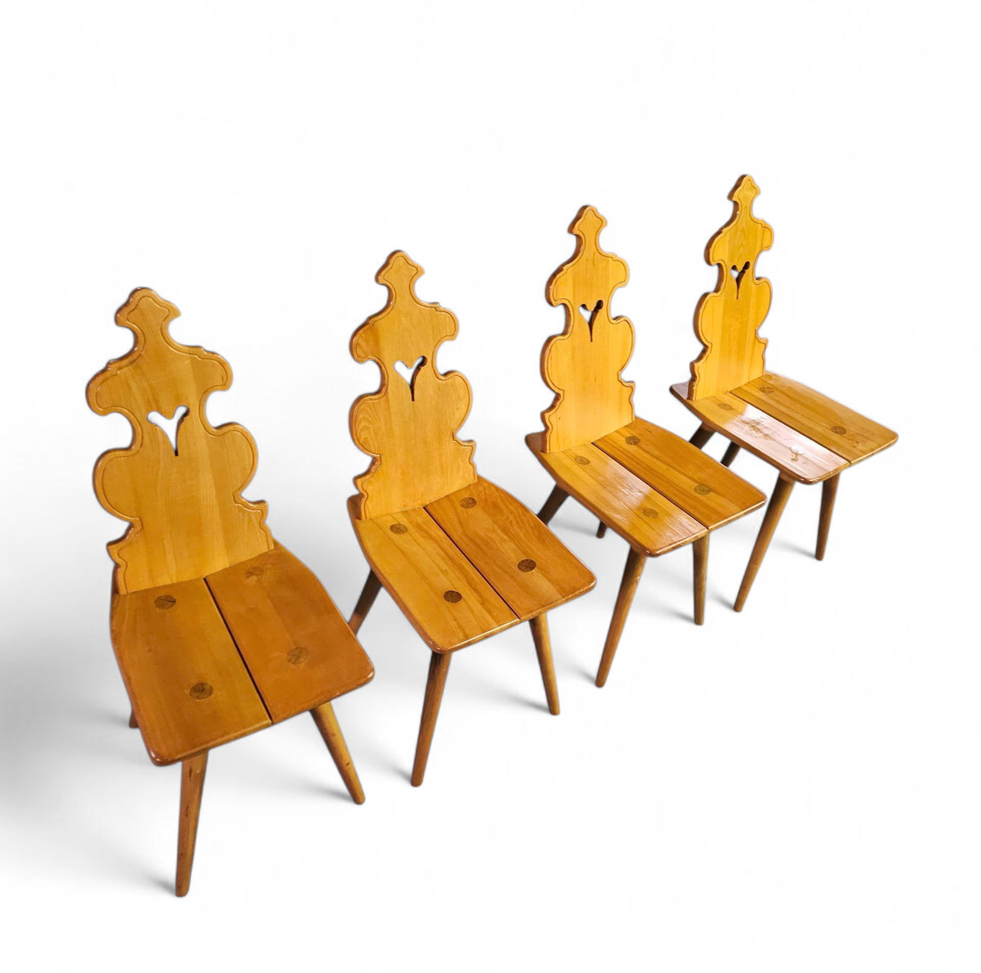 Cepelia Tiroler Chairs / table / set of 5 / Poland 1960s / marked