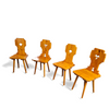 4 x folk / Tyroler / pine wood chairs / 1970