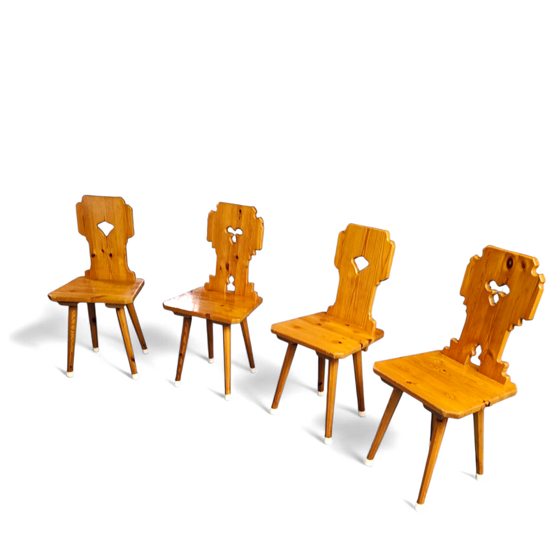 4 x folk / Tyroler / pine wood chairs / 1970