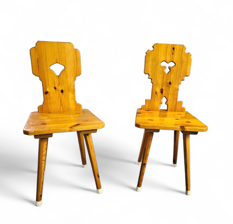 4 x folk / Tyroler / pine wood chairs / 1970