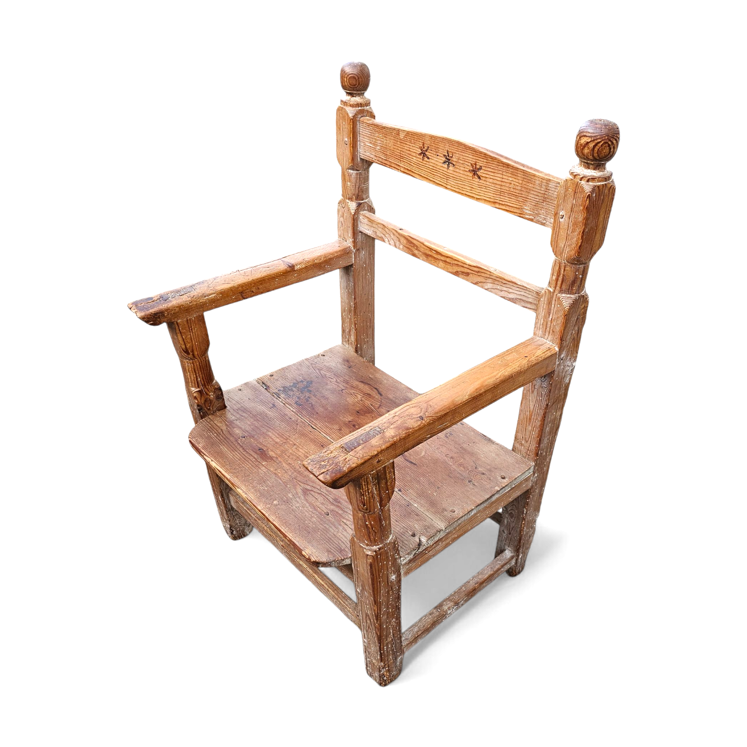 Old Spanish pine wood arm chair