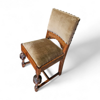 Jacobean / Tudor style / Oak chairs / Green velvet / 1930s